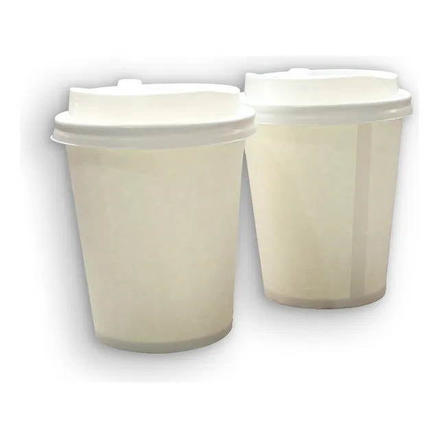 Vasos Café 8 Oz Con Tapa - Pack Descartable 25 Unidades