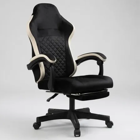 Silla Gamer Negra Con Apoyapiés Retráctil Y Brazos Acolchado Negro