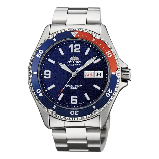 Orient Reloj Mako Saa Automático Hombre Plateado Azul Rojo
