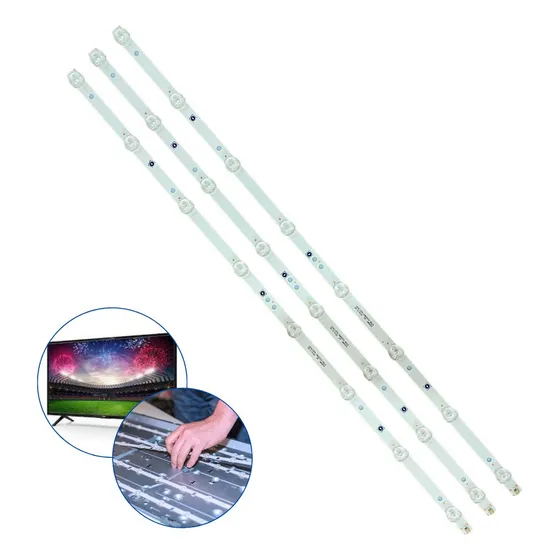 Kit 3 Barras Compatível Com Le32H1465 Le32M1475 Le32H1465/25 Televisão 32 Polegadas Pci Eletroparts