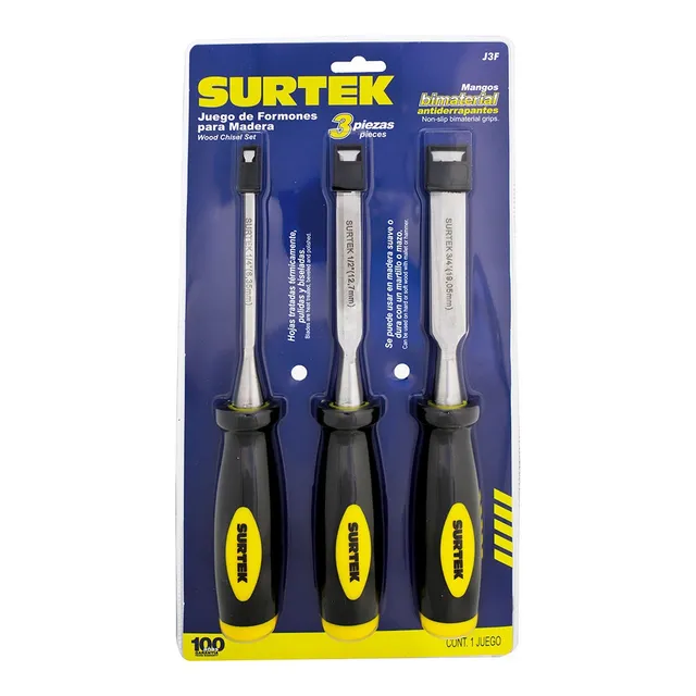 Kit De Formones Antideslizantes Surtek® 1/4'', 1/2'' Y 3/4