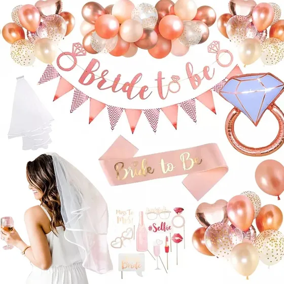 Kit Decoración Con Globos Para Despedida Soltera Bride To Be