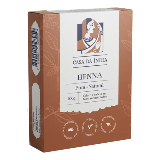Henna Indiana 100% Natural Ruivo Cabelo 100g + Luvas# Tom Ruivo Acobreado