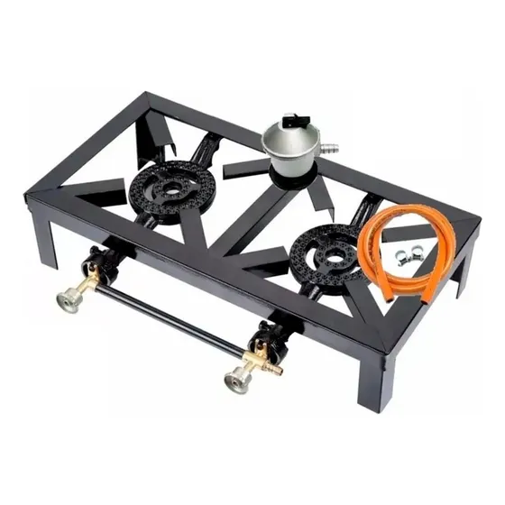 Estufa de camping a gas Cocinilla Fogon Doble portátil color negro 220V