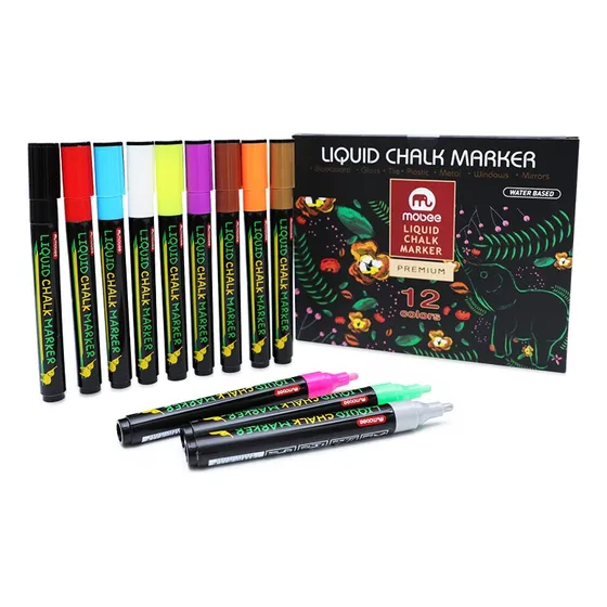 Marcadores Plumón Lápices Tiza Líquida 12 Colores Premium