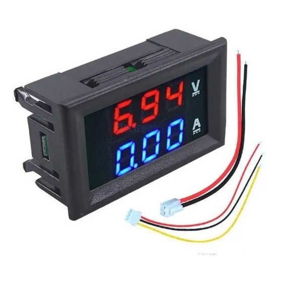 Voltimetro Amperimetro Panel 99.9v 10a Displ Rojo Azul Full
