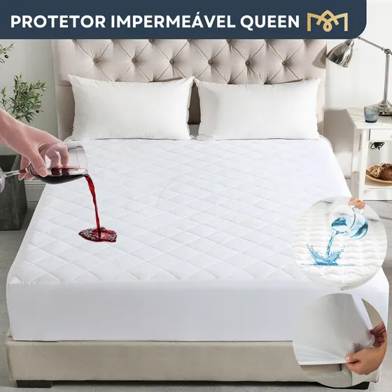Capa De Colchão Impermeável Matelado Antiácaro E Anti Mofo Queen Branco