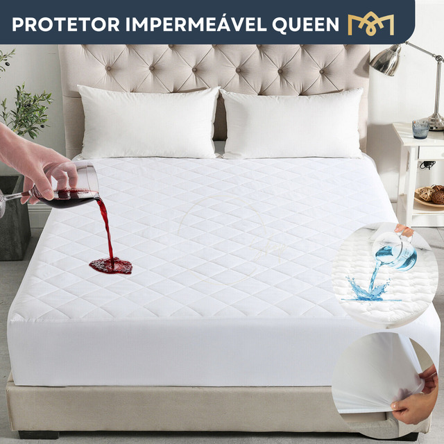 Capa De Colchão Impermeável Matelado Antiácaro E Anti Mofo Queen Branco Capa De Colchão Impermeável Matelado Antiácaro E Anti Mofo Queen Branco