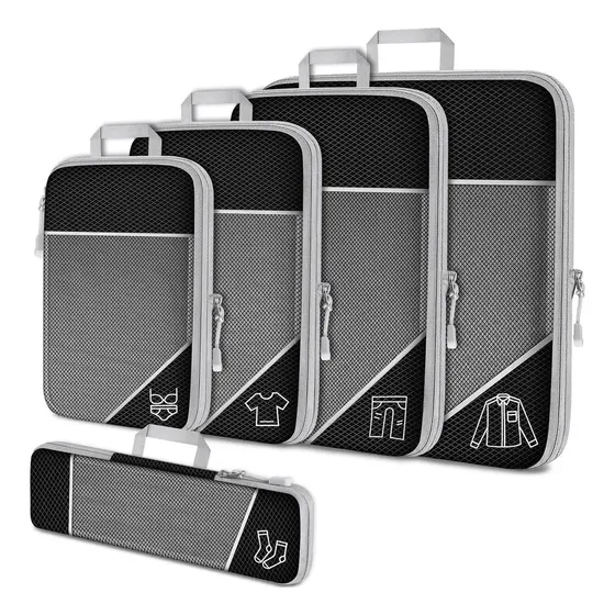 Organizador De Mala Viagem Kit Necessaire Compressão Reforçada 5 Peças