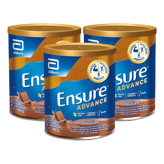 Kit Suplemento Ensure Advance Chocolate X 400g X3 Und