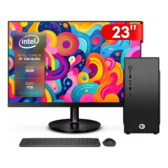 Computador Completo 2Eletro Fast Intel Core i5, 8GB RAM, SSD 1TB, Bivolt, Monitor 23" Full HD - CD2E-0130FA