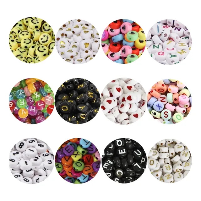 Letras Acrílico Bisutería Abecedario Para Pulsera 200 Pcs.