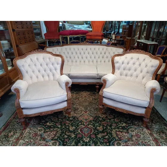 Manyantiques - Juego De Sillones Franceses Luis Xvi Capitone