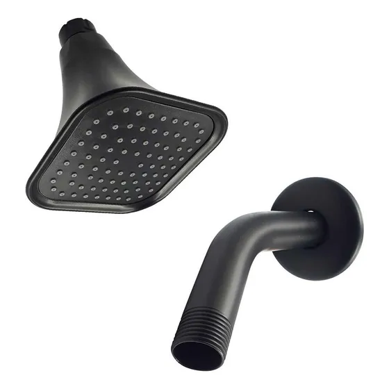 Regadera Piramidal 3 3/4 Negro Con Brazo Y Chapeton
