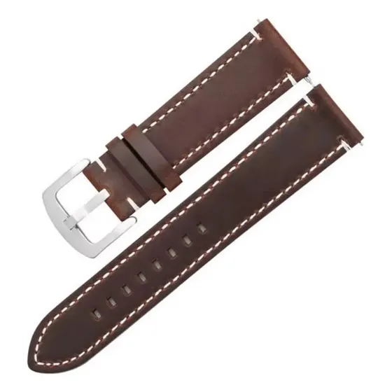 Correa Cuero Omomo Para Galaxy Active 1/2 Watch 4/5/6/7 Café Oscuro 2 Cm