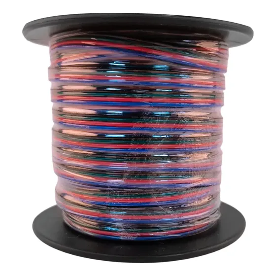 Cable Rgb De 4 Polos 0,5mm 24 Awg Para Tiras Luz Led 48v X 10 Metros Demasled