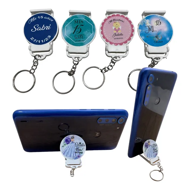 30x Llavero Personalizable Soporte Apoya Celular Premium
