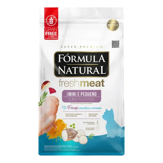 Ração Fórmula Natural Fresh Meat Cães Filhotes Portes Mini e Pequeno Frango Mandioca e Cúrcuma 7Kg