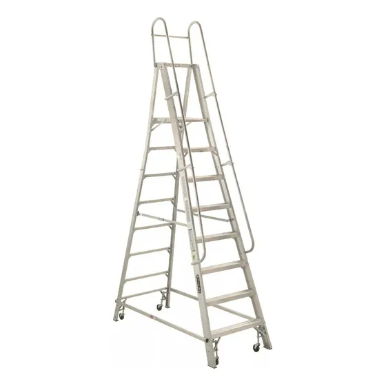 Escalera De Aluminio Plataforma Rodante Cuprum 570-08n Plateado