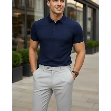 Camisa Camiseta Gola Polo Tecnológica Poliamida Alto Padrão Azul-marinho P