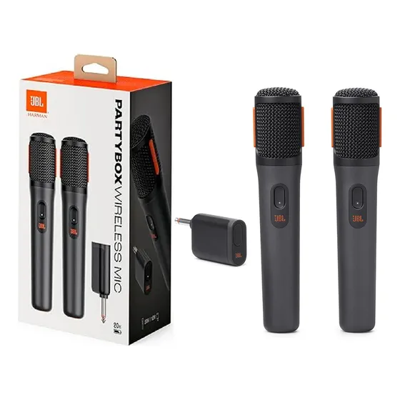 Kit Com 02 Microfones Sem Fio Jbl Wireless Partybox Original