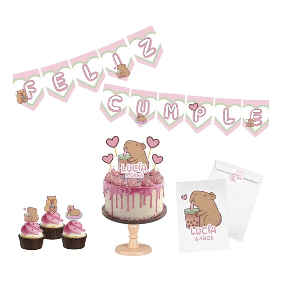 Kit Combo Cotillon Personalizado Cumpleaños Capibara 20 Chicos