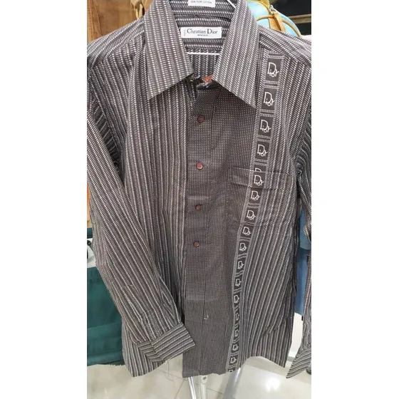 Camisa Talla L Marrón Christian Dior Manga Larga Caballeros