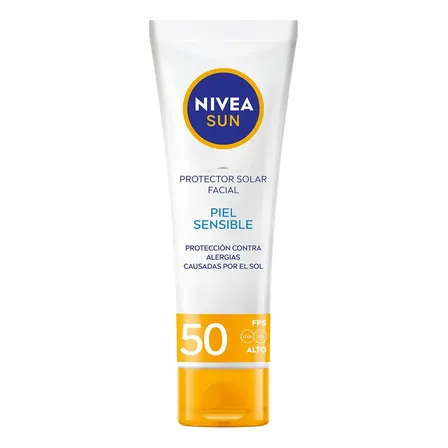 Protector Solar Facial Piel Sensible NIVEA SUN, Protección Contra Las Alergias Causadas Por El Sol, Fps50+ 50Ml, Bloqueador Solar