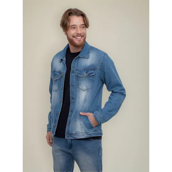 Jaqueta Fatal Jeans Conforto Estilo Surf Masculina Azull