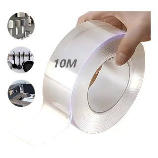 Cinta Nano Adhesiva De Doble Cara Lavable Reutilizable 10mts Cinta Nano Adhesiva De Doble Cara Lavable Reutilizable 10mts