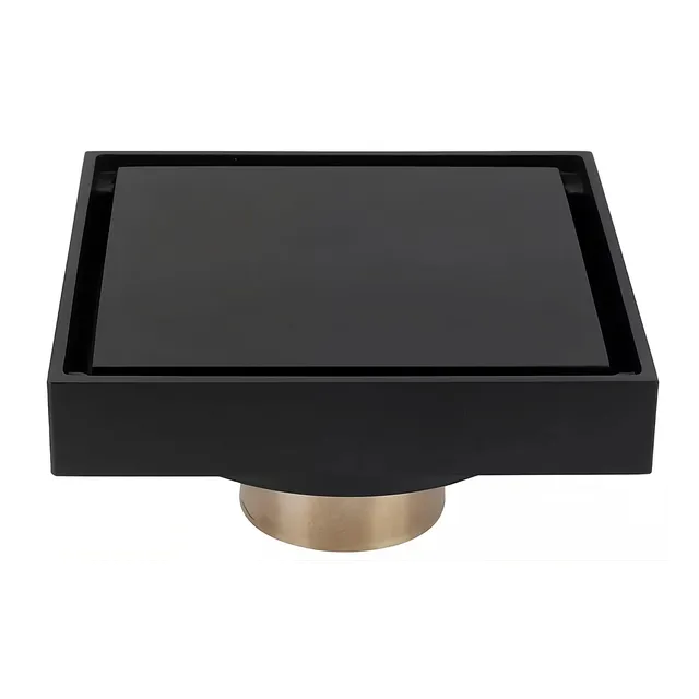 Rejilla De Ducha Cuadrada,negro Mate Antiolor 10x10 Cm
