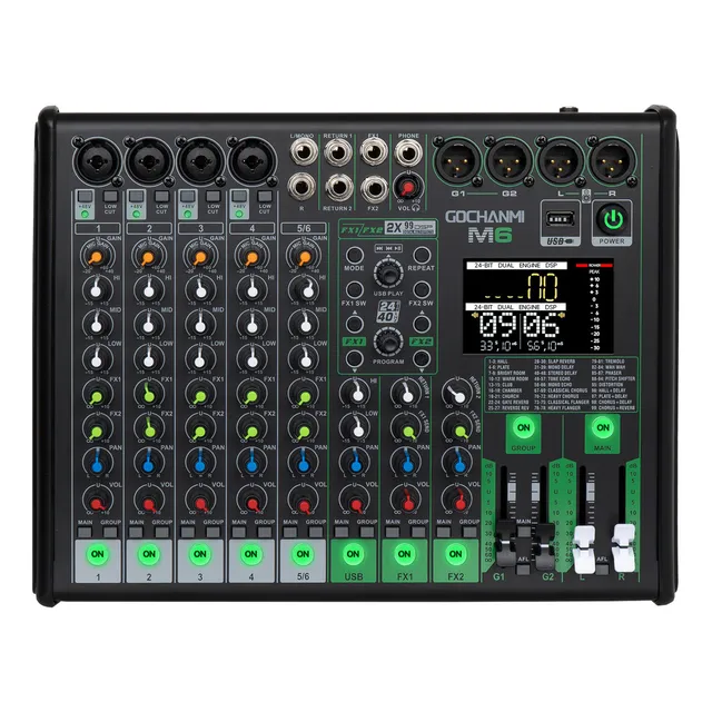 Audio Gochanmi Mixer M6 De 6 Canales Con X2 99 Efectos Dsp