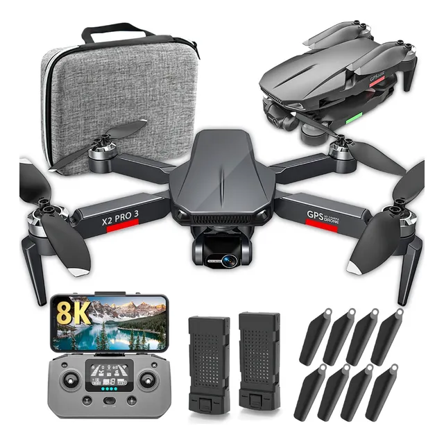 Drone Profesional Con 8k Cámara Fhd Gps Wifi 6ghz 2 Baterías