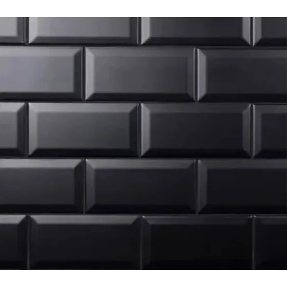 Ceramica Biselada 10x20 Tipo Espanol Negro Mate 1.2m2
