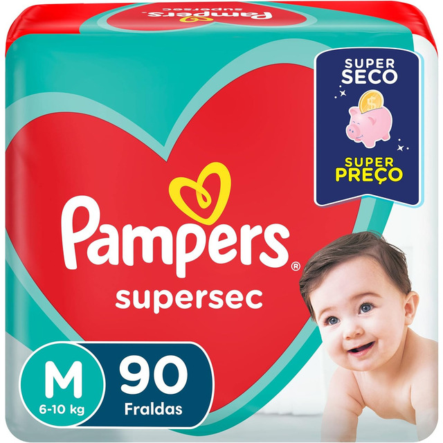Pampers Supersec Fraldas Descartáveis 90 Unidades Tamanho M Pampers Supersec Fraldas Descartáveis 90 Unidades Tamanho M