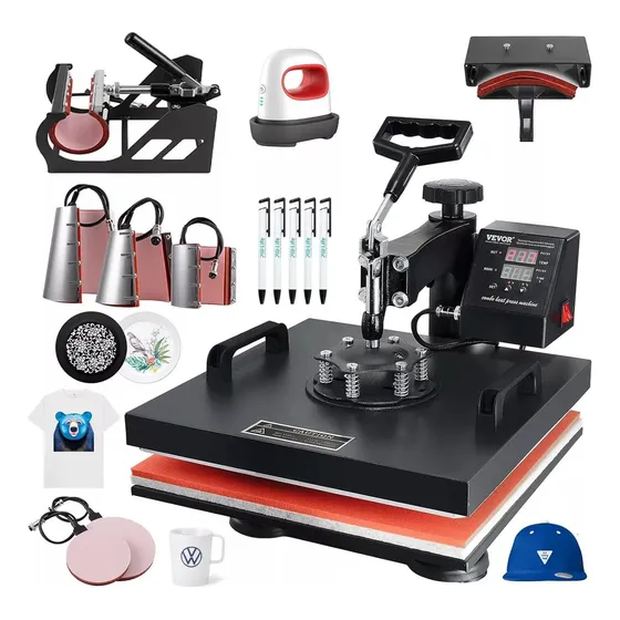 Kit Combo Sublimar 13 En 1 Plancha Para Tazas Gorras Playera