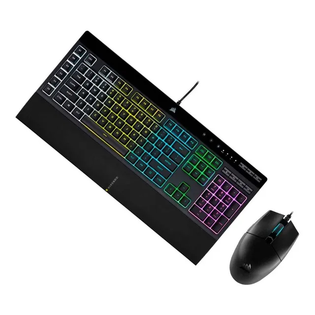 Kit 2 En 1 Gamer Corsair K55 + Mouse Katar Pro Rgb 18000 Dpi