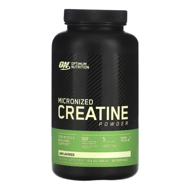 Optimum Nutrition Powder Creatina Micronizada 300g 60 Porciones de 5g Mejora Fuerza y Rendimiento Suplemento Deportivo de Alta Pureza​ Sin Sabor