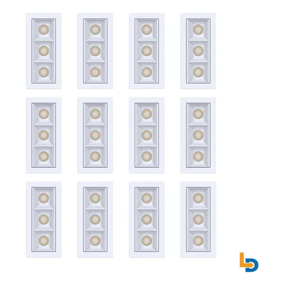 Kit 12 Luminária Spot De Embutir No Teto Led 45° 8w 3000k