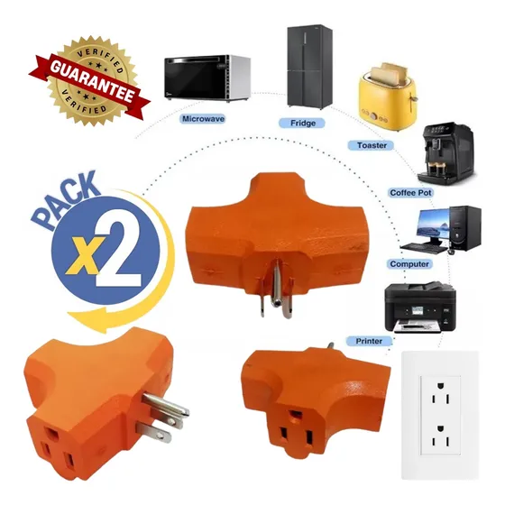Pack 2 Benjamín Enchufe 3 Polos Extensión 3 Toma Corriente Y