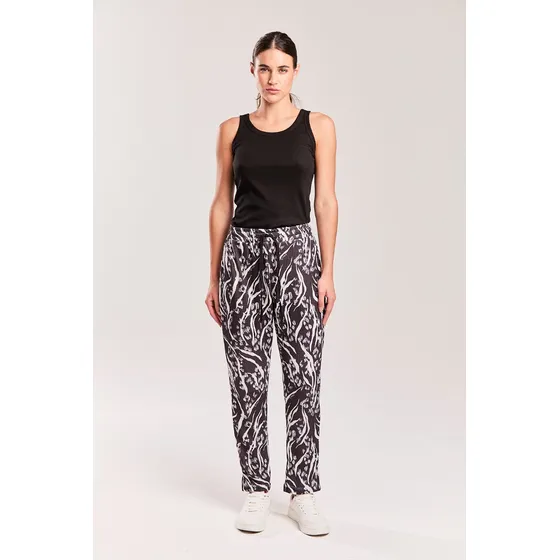 Chino Recto De Lanilla Waffle Estampada,negro Koxis Mujer