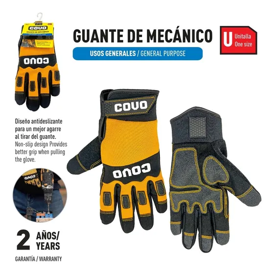 Guantes Mecánica Cuero Pvc Goma Trabajo Pesado Covo