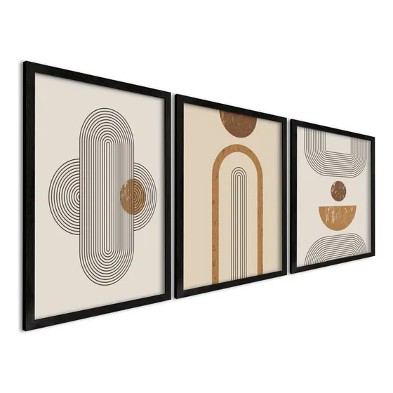 Mural Triptico Minimalista Line -con Marco- 30x42 Cm Set X3