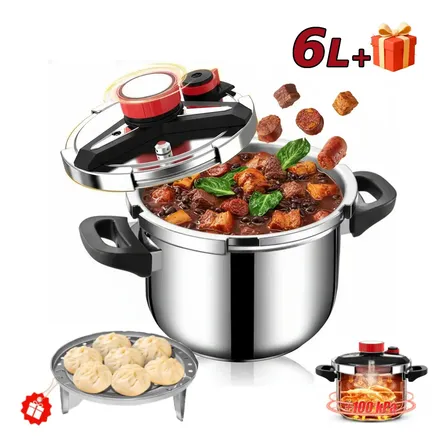 Panela De Pressão Inox Triplo Fundo Para Indução 10l Prateado-10l