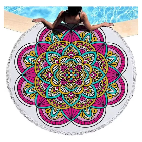 Toalla Pareo Circular Microfibra Para Playa Y Piscina
