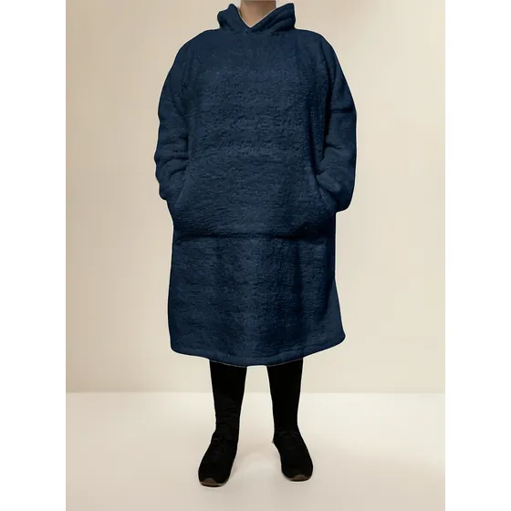 Maxi Buzo Manta Corderito Bifaz Canguro Peluche Oversize
