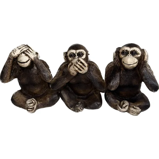 Juego De 3 Monos Sabios Monitos Changos Virtudes 