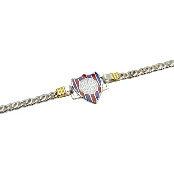 Pulsera Con Dije Equipo De Futbol Escudo Plata 925 Y Oro 