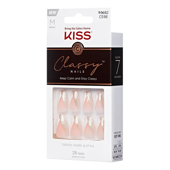 Uñas Postizas Francesita Kiss Uñas Postizas Glue-on Classy Nails Color Nude Lisa