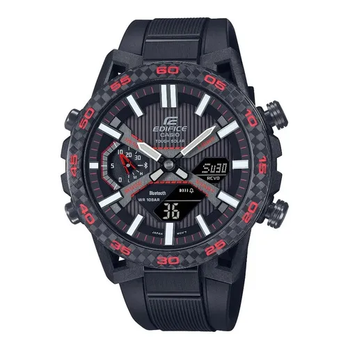 Reloj Casio Edifice Ecb-2000pb-1a Hombre Color de la correa Negro Color del bisel Negro Color del fondo Negro